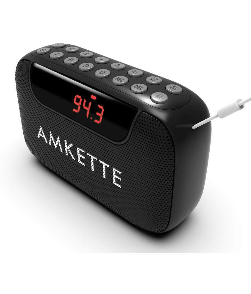 Amkette Pocket Blast with FM 6 W Bluetooth Speaker Playback Time 7 hrs Bluetooth V 5.0 with SD card Slot Black - Black