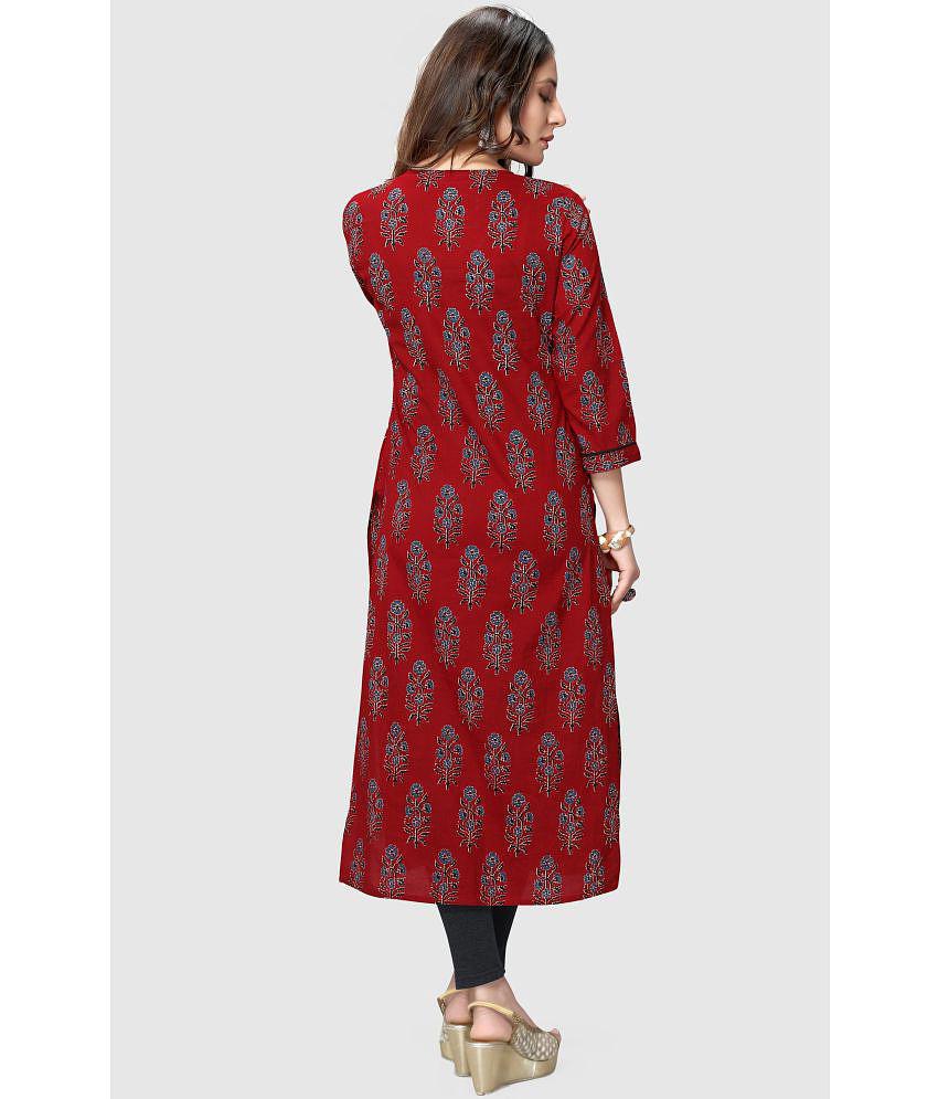 Rajnandini - Maroon 100% Cotton Women's Straight Kurti ( Pack of 1 ) - None