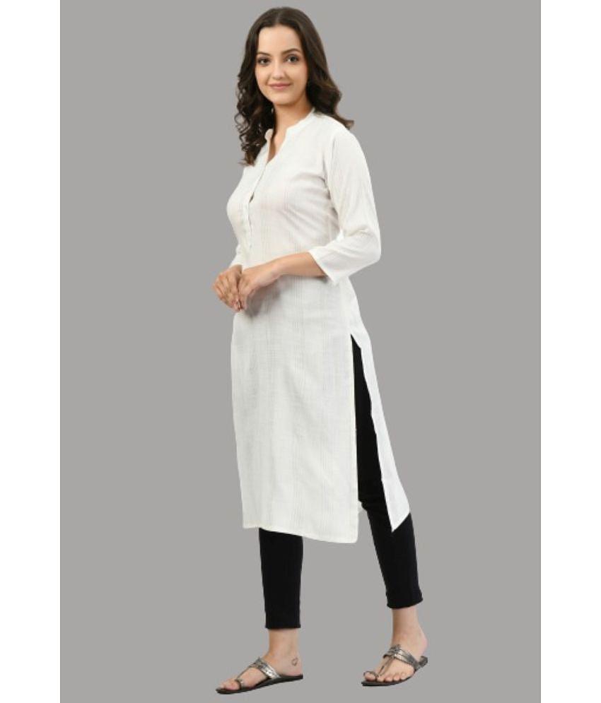 Elegant Women MAURYA - White Cotton Women''s Straight Kurti ( Pack of 1 ) - None 2025 at ShopCir