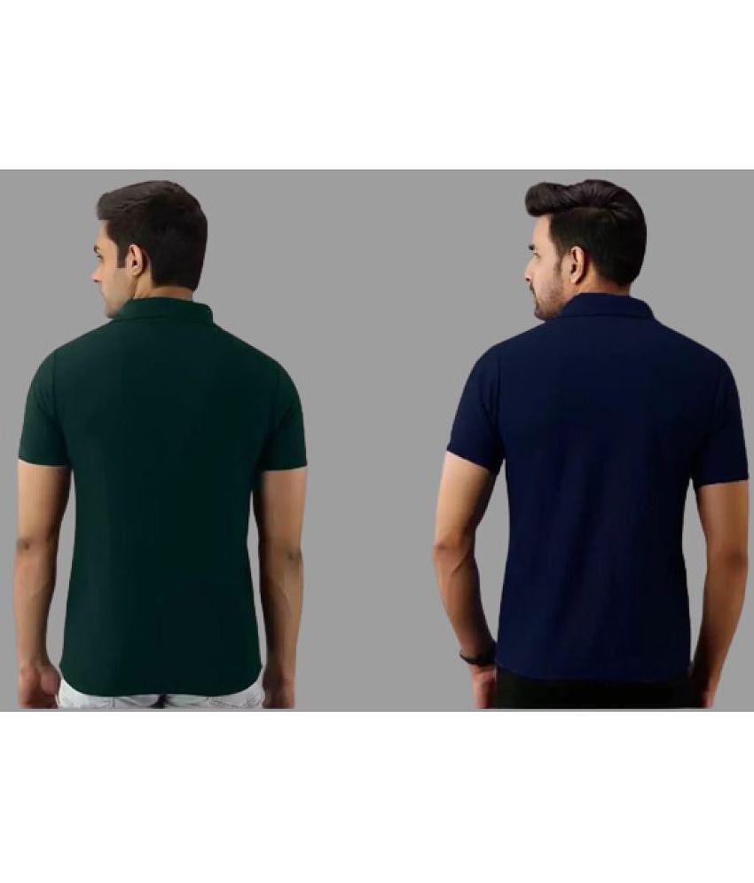 SKYRISE - Multicolor Cotton Blend Slim Fit Men's Polo T Shirt ( Pack of 2 ) - None