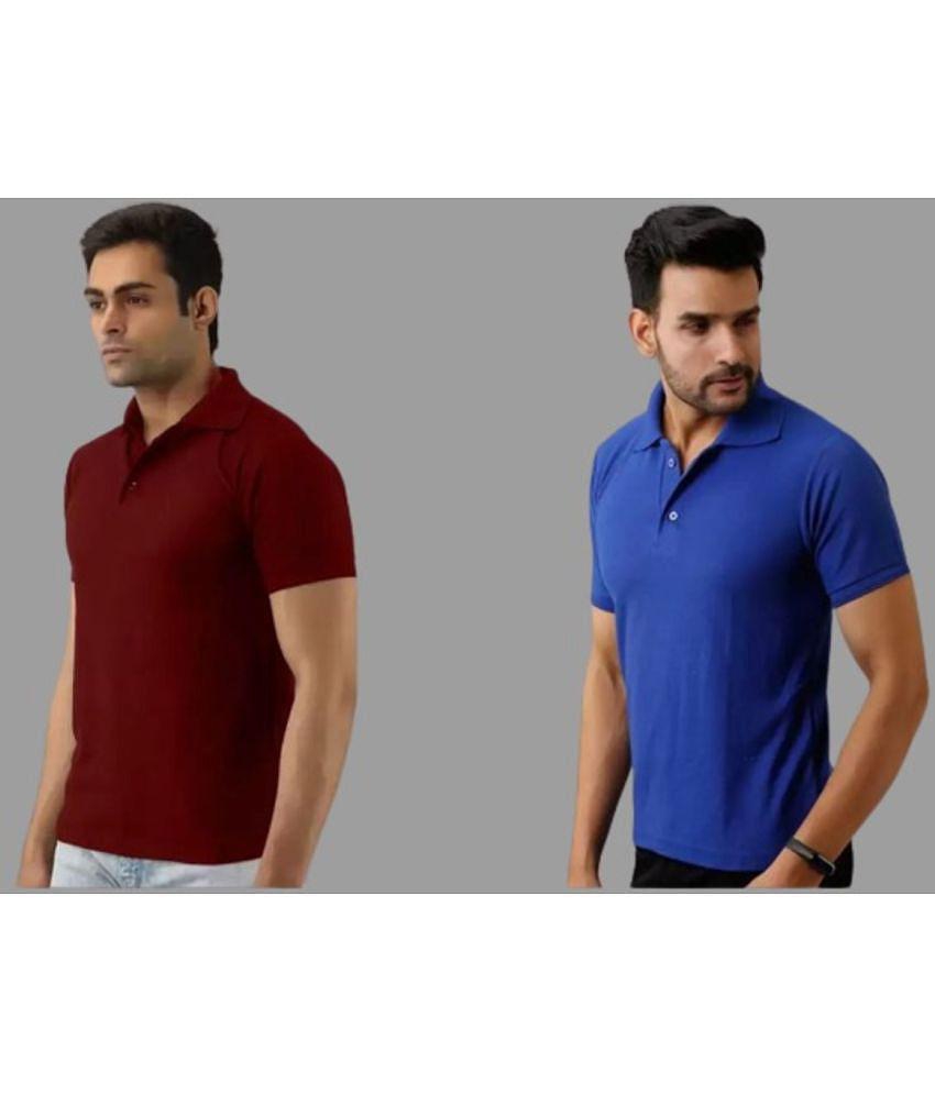 SKYRISE - Multicolor Cotton Blend Slim Fit Men's Polo T Shirt ( Pack of 2 ) - None