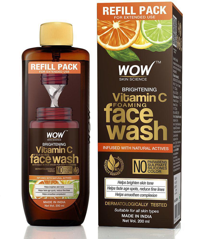 WOW Skin Science Brightening Vitamin C Foaming Face Wash Refill Pack - For Skin Brightening and Smooth Skin- 200 ml