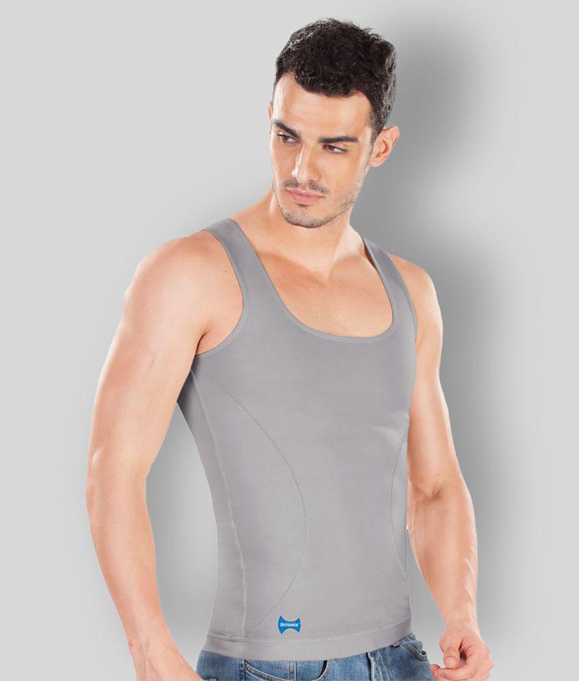 Dermawear - Light Grey Cotton Blend Men's Vest  ( Pack of 1 ) - M