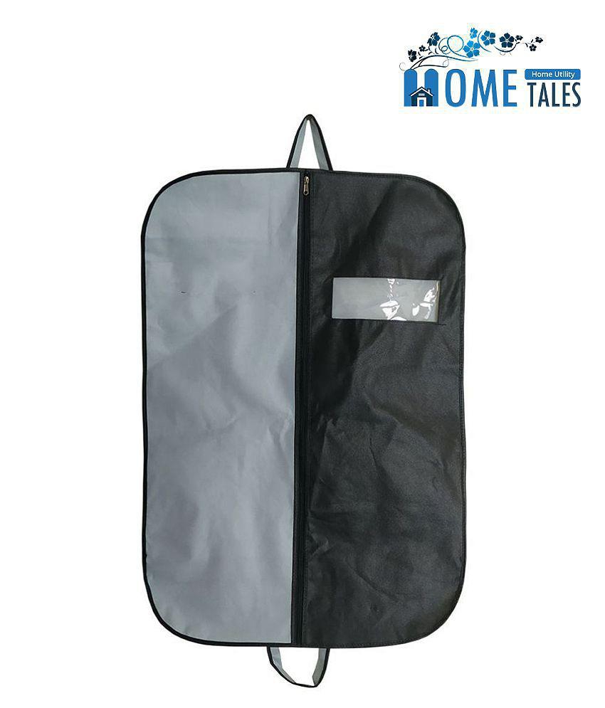 HOMETALES Coat Cover|Foldable Blazer Cover|Suit Cover With Zipper Closure,Black & Grey (4U)