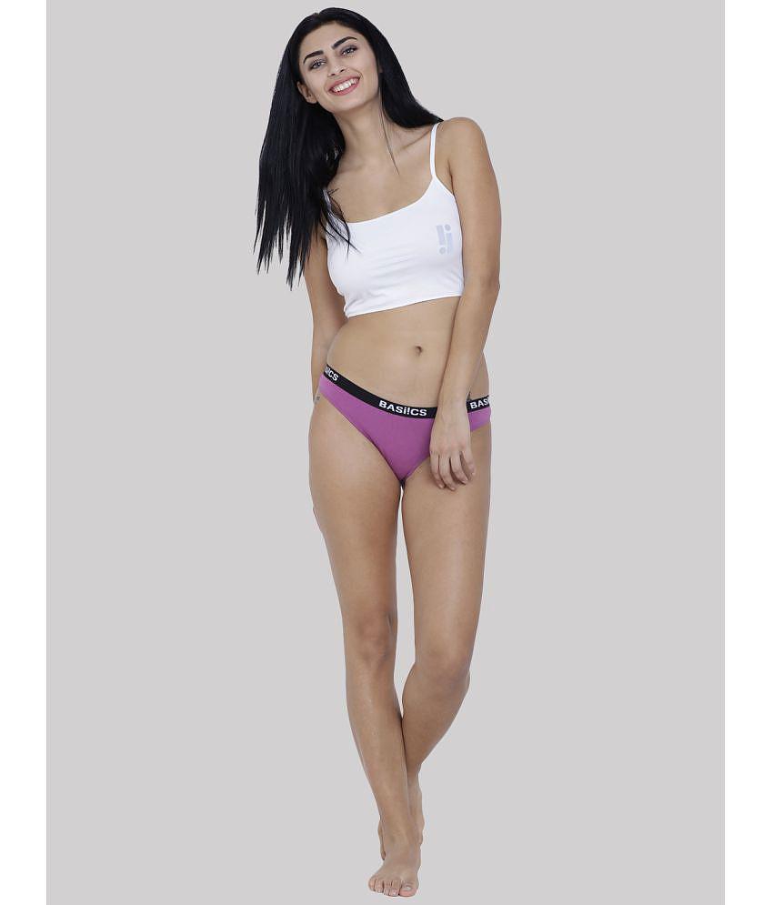Chic Men BASIICS By La Intimo - Purple BCPBR08 Cotton Lycra Solid Women''s Bikini ( Pack of 1 ) 