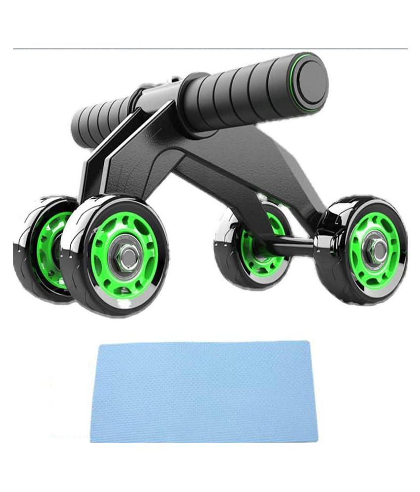 4 Wheel AB Wheel Roller - Abdominal fitness trainer and Stomach exercise machine - Workout System - with Knee Protection Pad - Home Gym Workout Exercise Equipment - Abdomen Muscle Training -