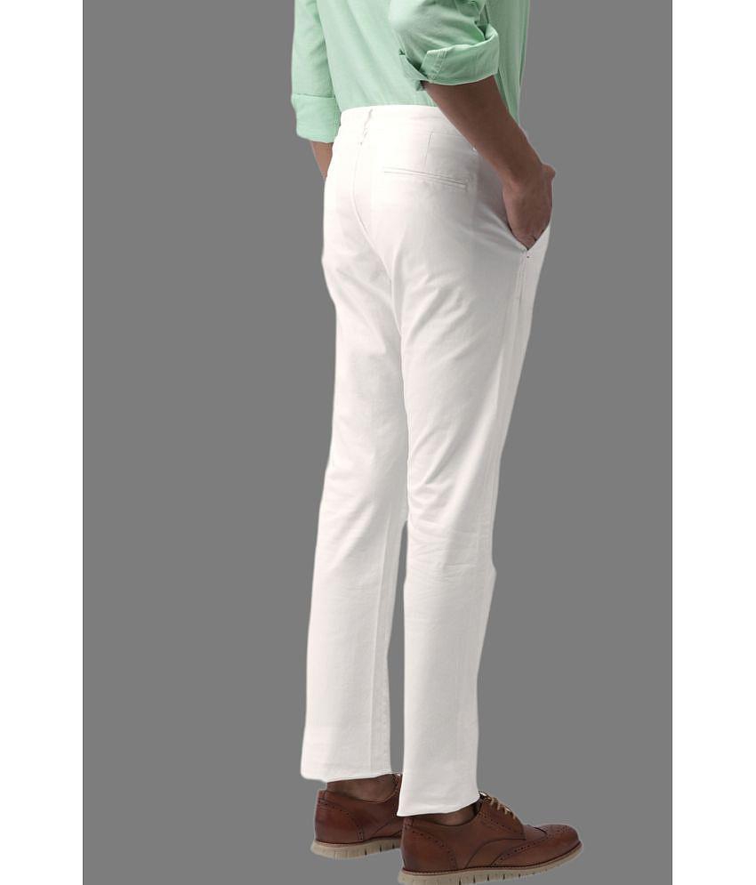 HALOGEN - White Cotton Lycra Skinny - Fit Men''s Chinos ( Pack of 1 ) - None