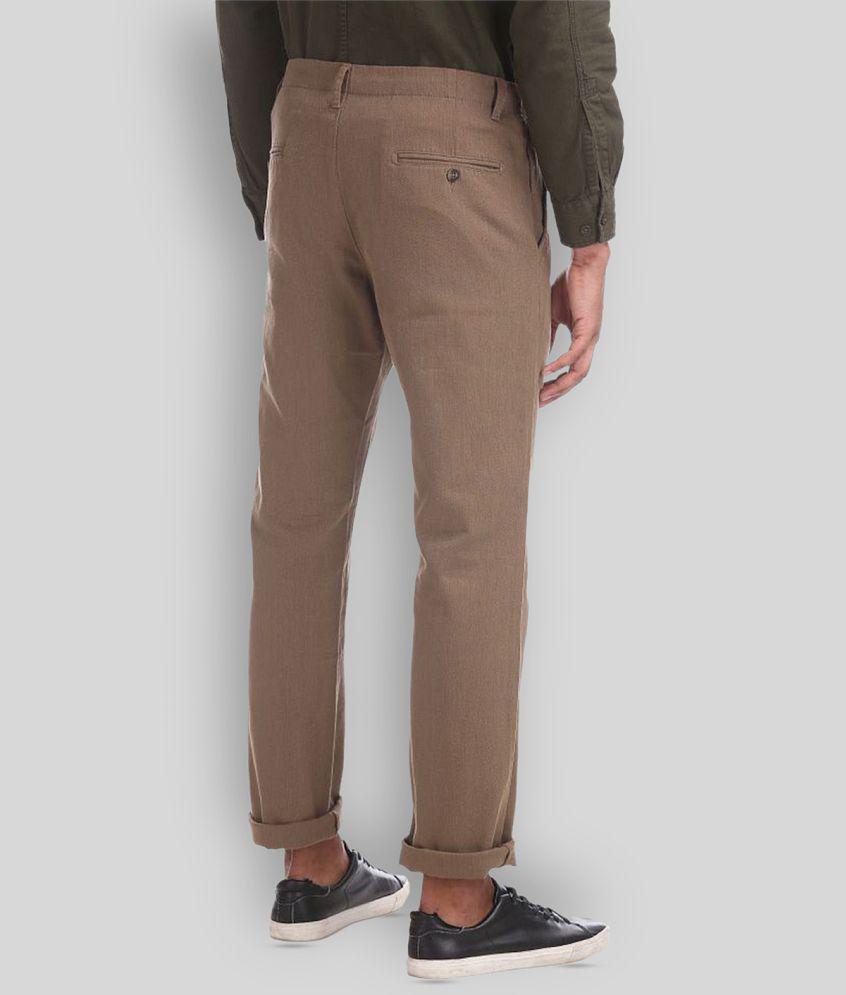 Ruggers - Brown Cotton Blend Slim - Fit Men's Chinos ( Pack of 1 ) - None