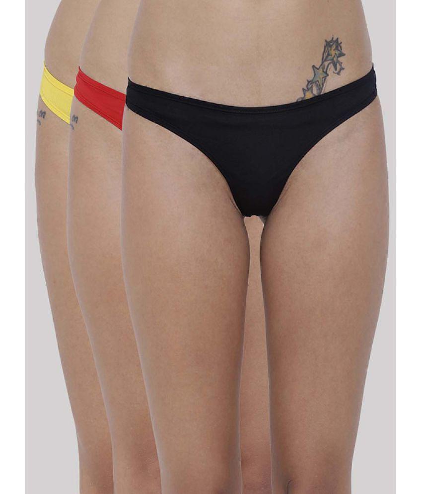 Chic Men BASIICS By La Intimo - Multicolor BCPSS010C Polyester Solid Women's Bikini ( Pack of 3 