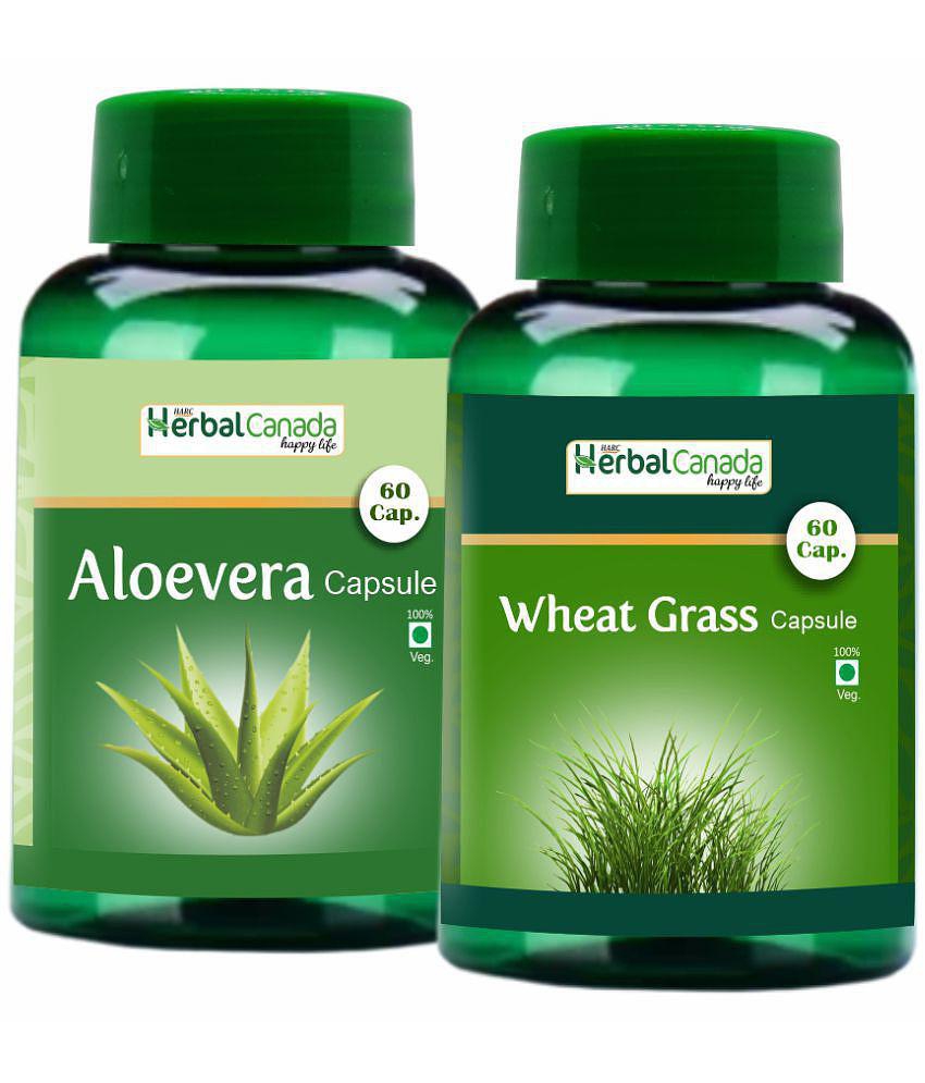 Herbal Canada Aloe vera(60Cap) + Wheat Grass(60Cap) Capsule 120 no.s Pack Of 2