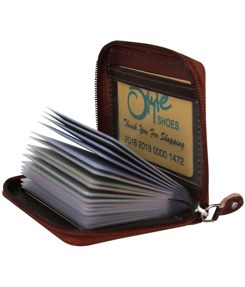 Chic Men Style 98 Brown Leather ATM 14 Slot Card Holder For Men & Women - Brown 2025 at ShopCirc