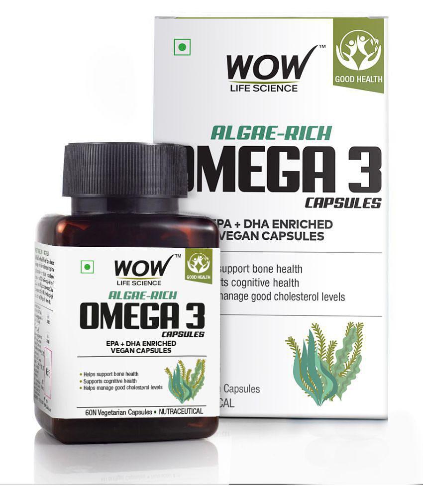 WOW Life Science Algae-Rich Omega 3 Capsules - 60 Vegetarian Capsules