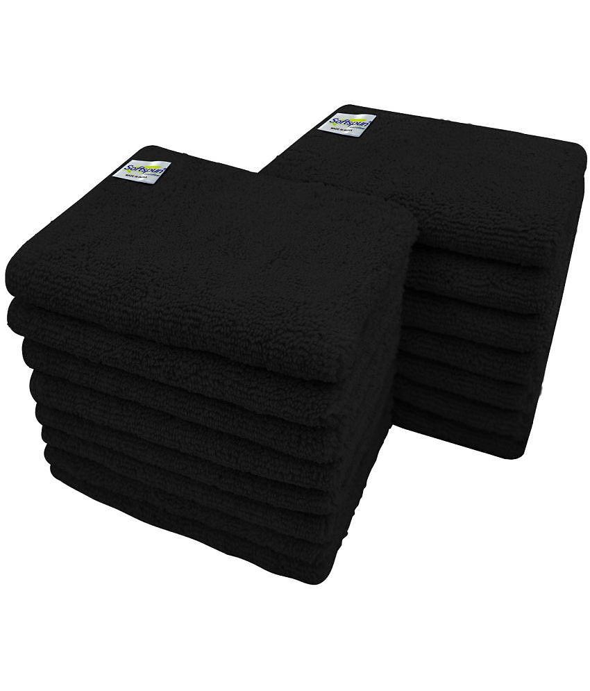 SOFTSPUN Microfiber Small Wipes 20x30 Cms, 15 Piece Towel Set, 380 GSM BLACK Multi-Purpose Super Soft Absorbent Cleaning Towels, Cleans & Polishes Everything in Your Home, Kitchen & Office.