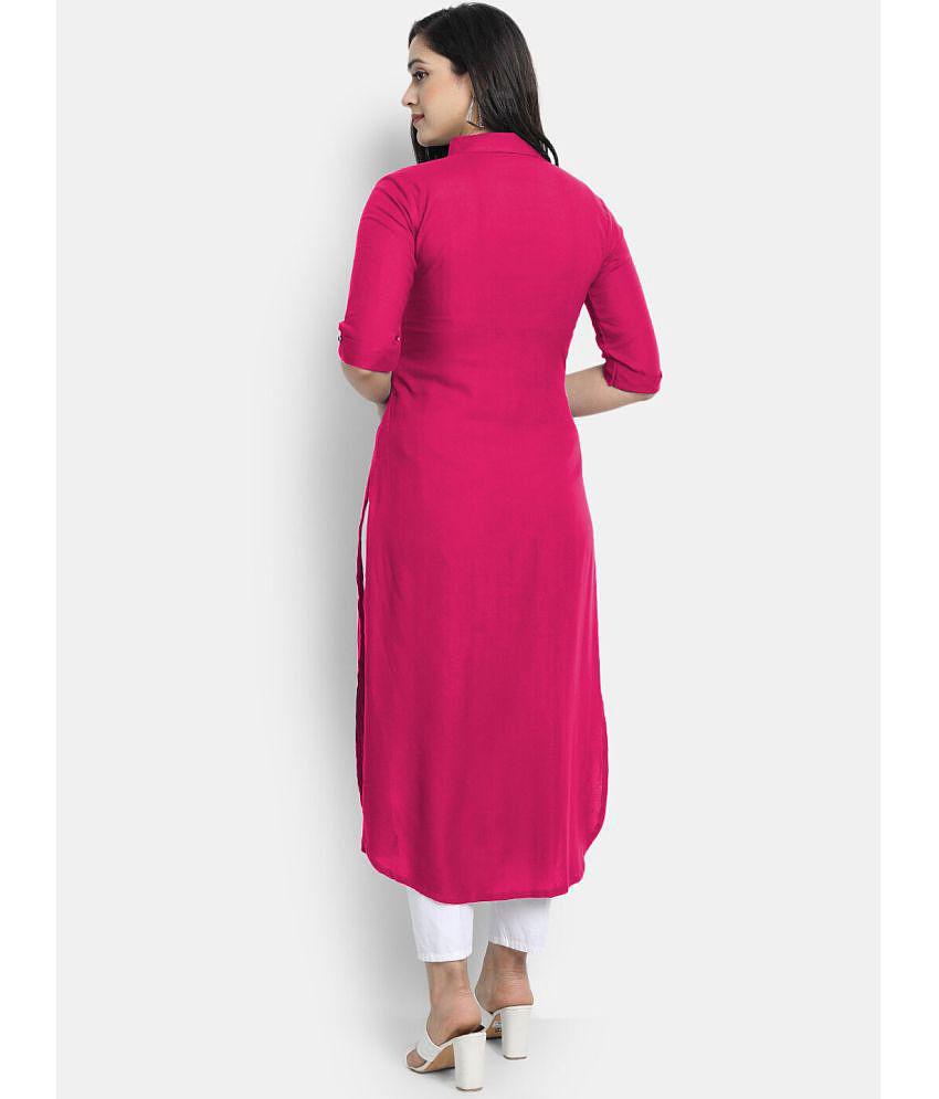 Buy Online Plo CARTSHOPY - Pink Rayon Women's Straight Kurti ( Pack of 1 ) - None