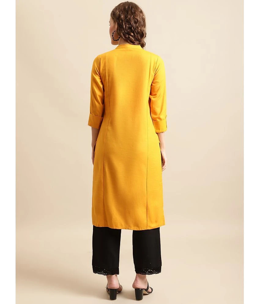Best Women Pistaa - Yellow Cotton Womens Front Slit Kurti ( Pack of 1 ) - None 2025 at ShopCircu