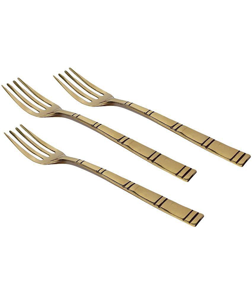 A & H ENTERPRISES - Brass Brass Dessert Fork ( Pack of 3 ) - Brass