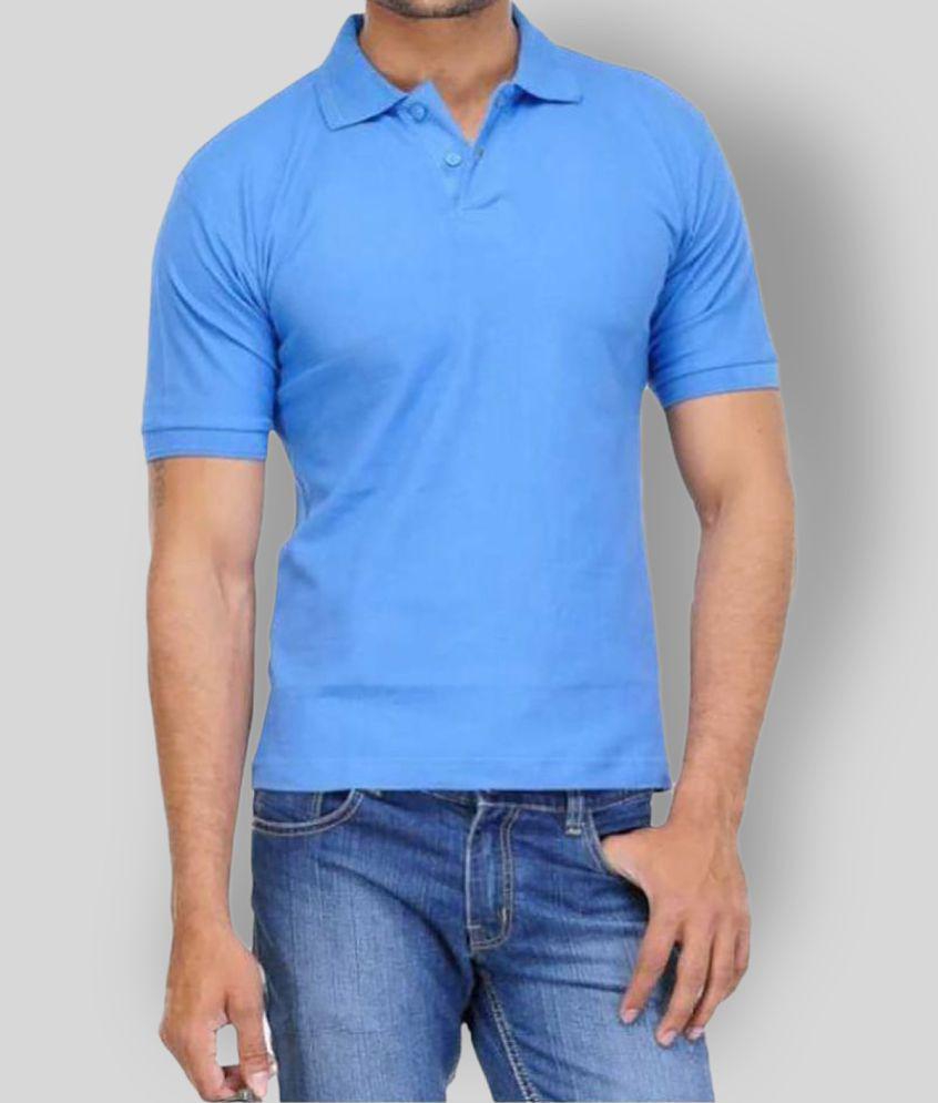 FASHION365 - Blue Cotton Blend Slim Fit Men's Polo T Shirt ( Pack of 1 ) - None