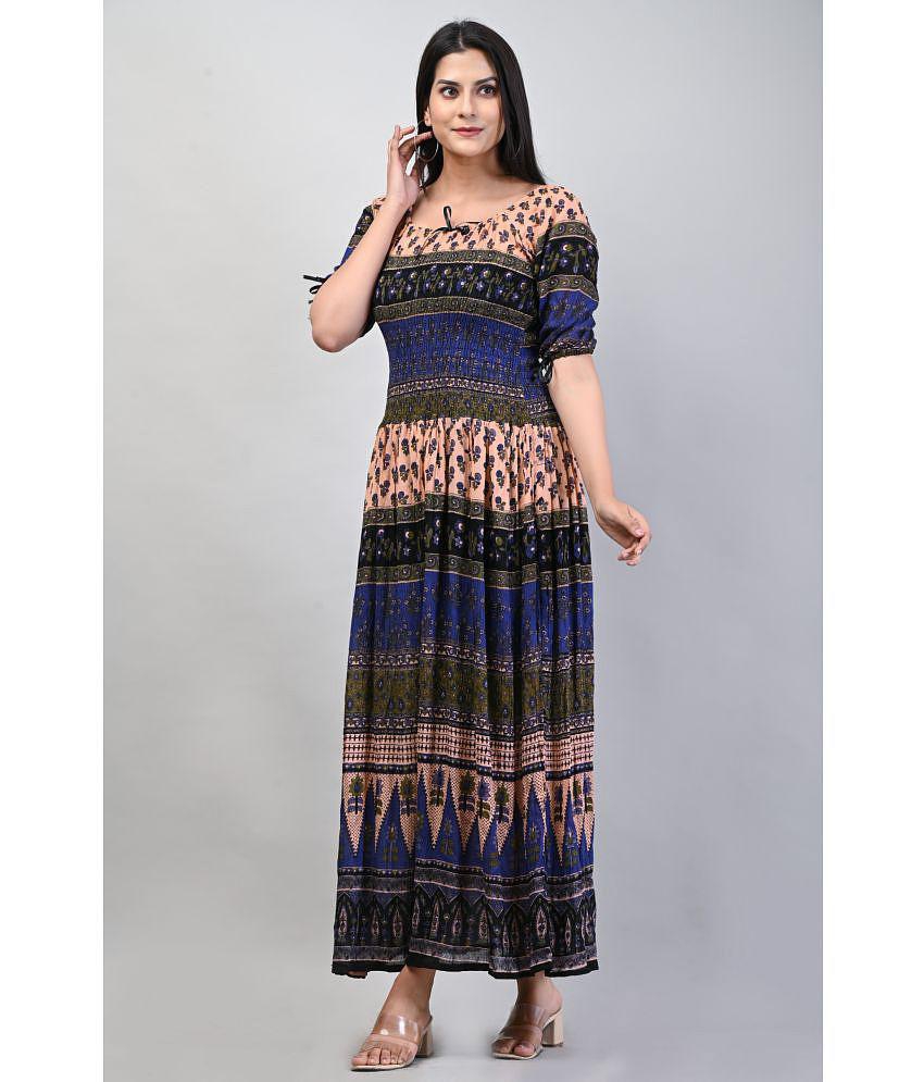 Modern Men Frionkandy - Blue Rayon Women''s A-line Dress ( Pack of 1 ) - None 2025 at ShopCircui