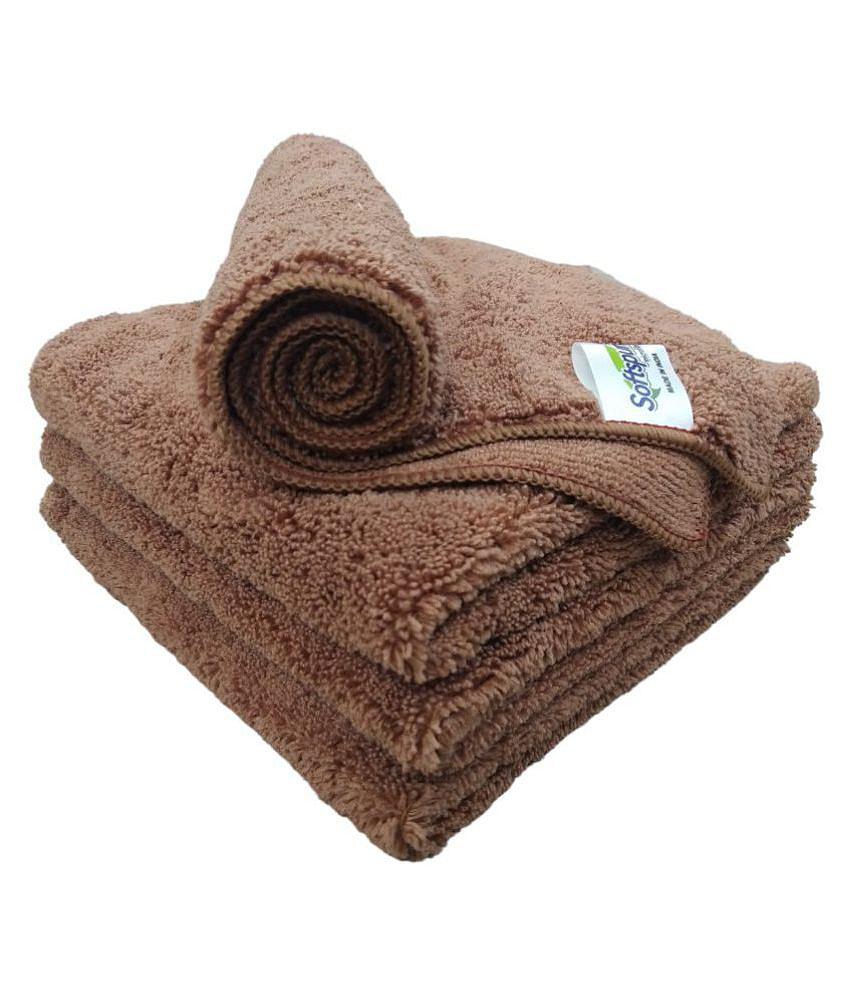 SOFTSPUN Microfiber High Loop Cleaning Cloths, 40x40 cms 4 pcs Towel Set 380 GSM (Brown). Thick Lint & Streak-Free Multipurpose Cloths.