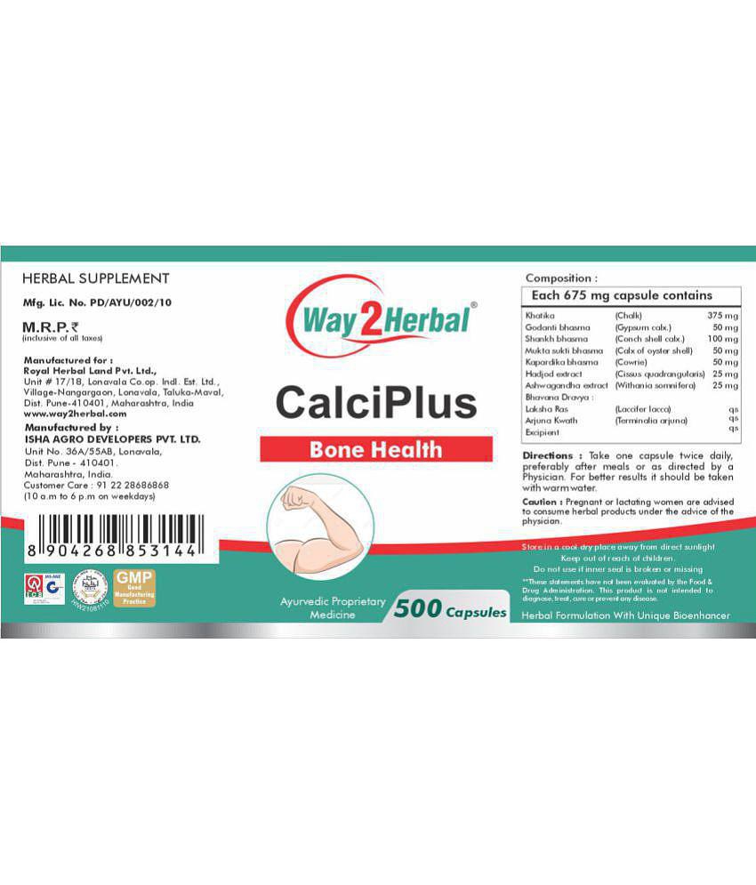 Way2Herbal CALCIPLUS Capsule 500 no.s Pack Of 1