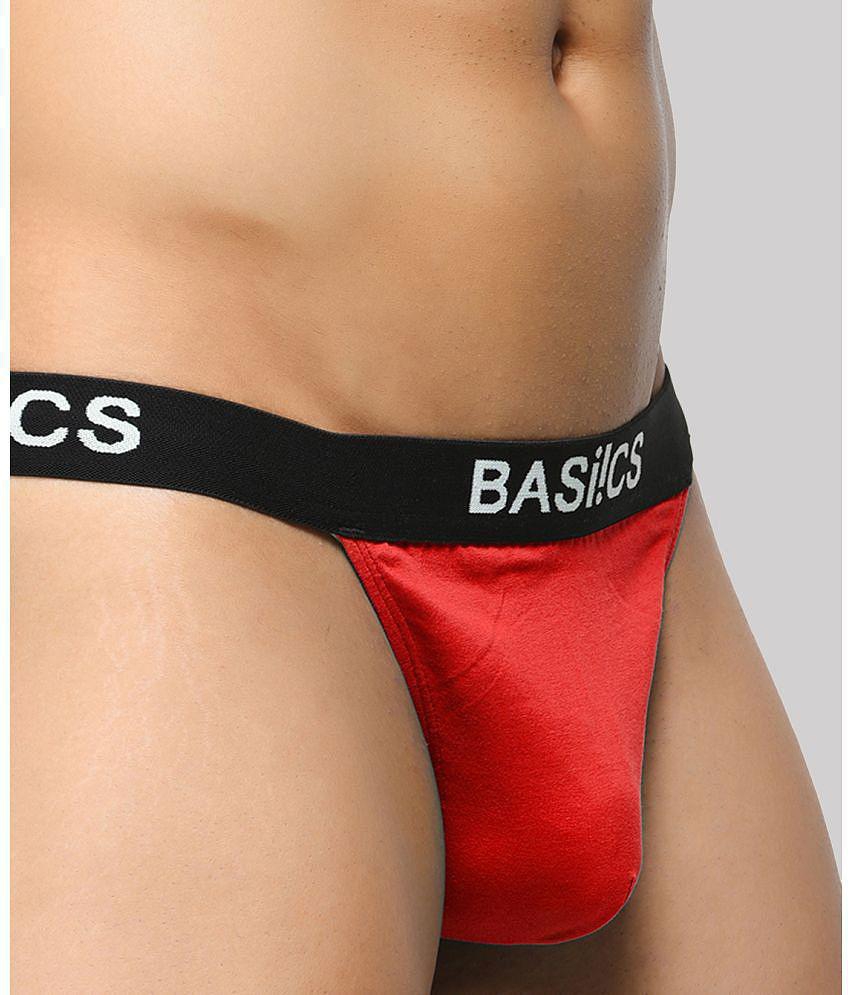 Elegant Men BASIICS By La Intimo - Red BCSTH01 Spandex Mens Thongs ( Pack of 1 ) - None 2025 at 