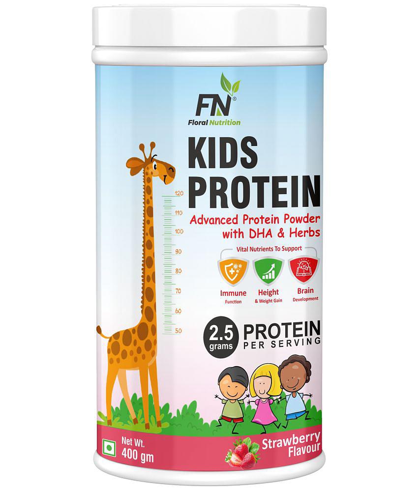 Floral Nutrition Kids Protein with DHA,Vitamin-D for Growth,Immunity Nutrition Drink 400 gm Strawberry