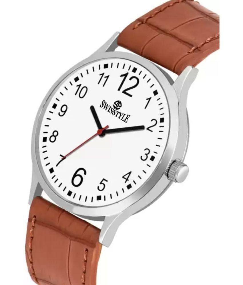 Swisstyle - Brown Leather Analog Mens Watch