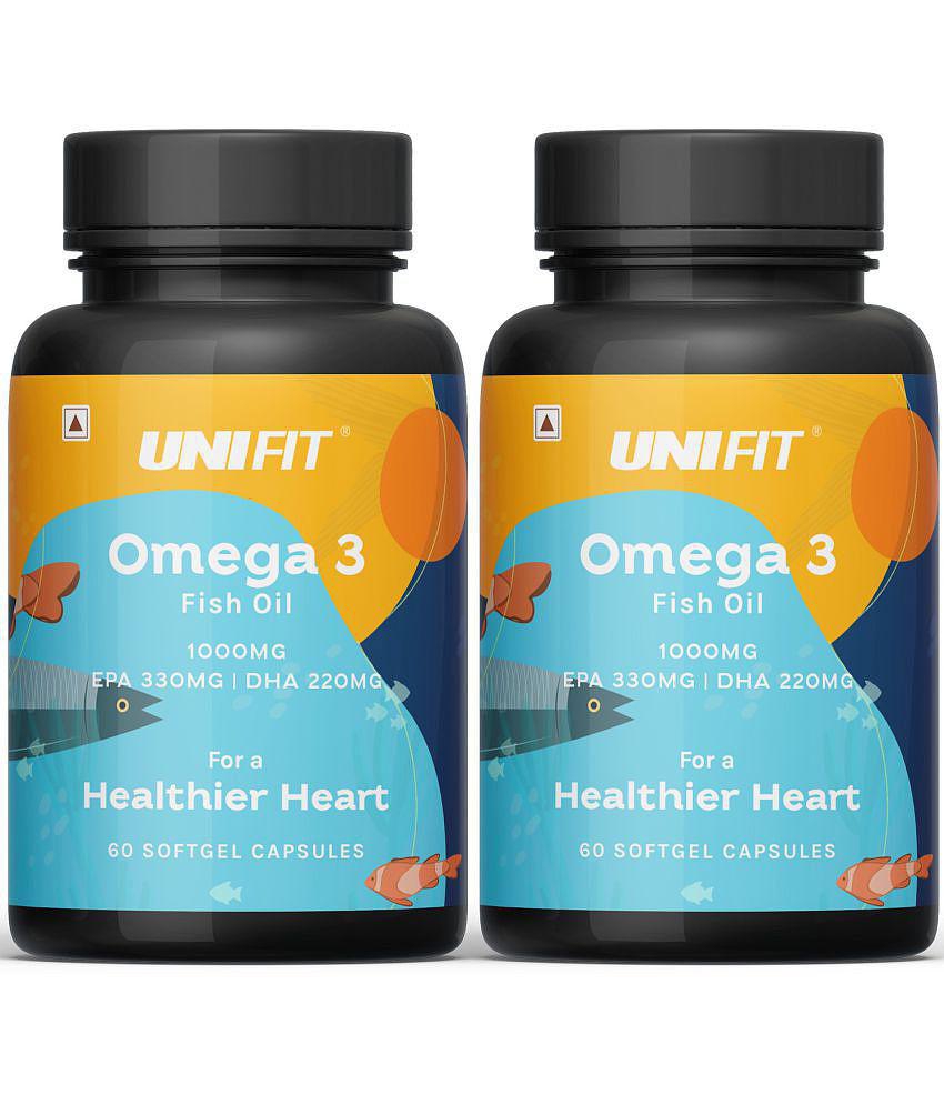 Unifit Omega 3 Fish Oil Capsules, 330 MG EPA & 220 MG DHA Softgel 60 no.s Pack of 2