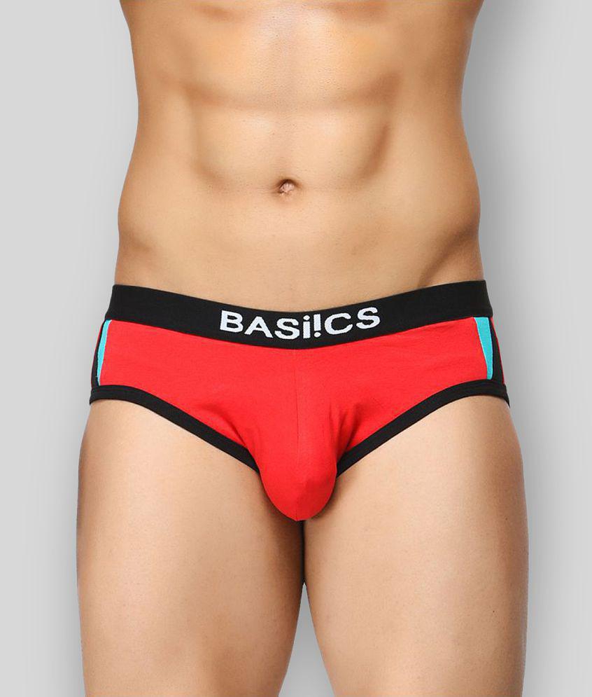 Luxurious Men BASIICS By La Intimo - Red Cotton Blend Men''s Briefs ( Pack of 1 ) - M 2025 at Sh