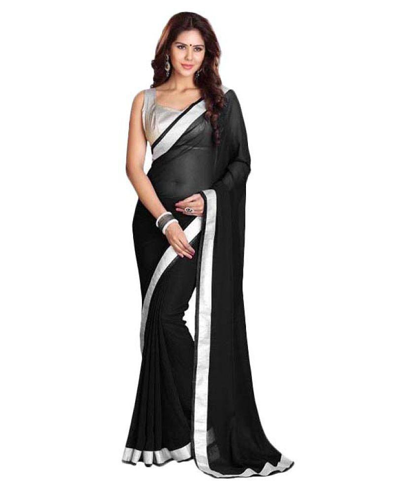 AV Fashion Designer Black Chiffon Saree