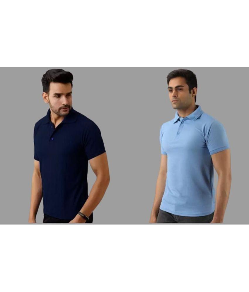 SKYRISE - Multicolor Cotton Blend Slim Fit Men's Polo T Shirt ( Pack of 2 ) - None