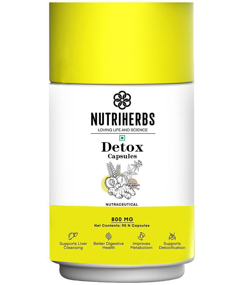 Nutriherbs Detox 90 capsules 800 mg Support Weight Management Improves Metabolism & Promotes Healthy Lifestyle - Pack of 1