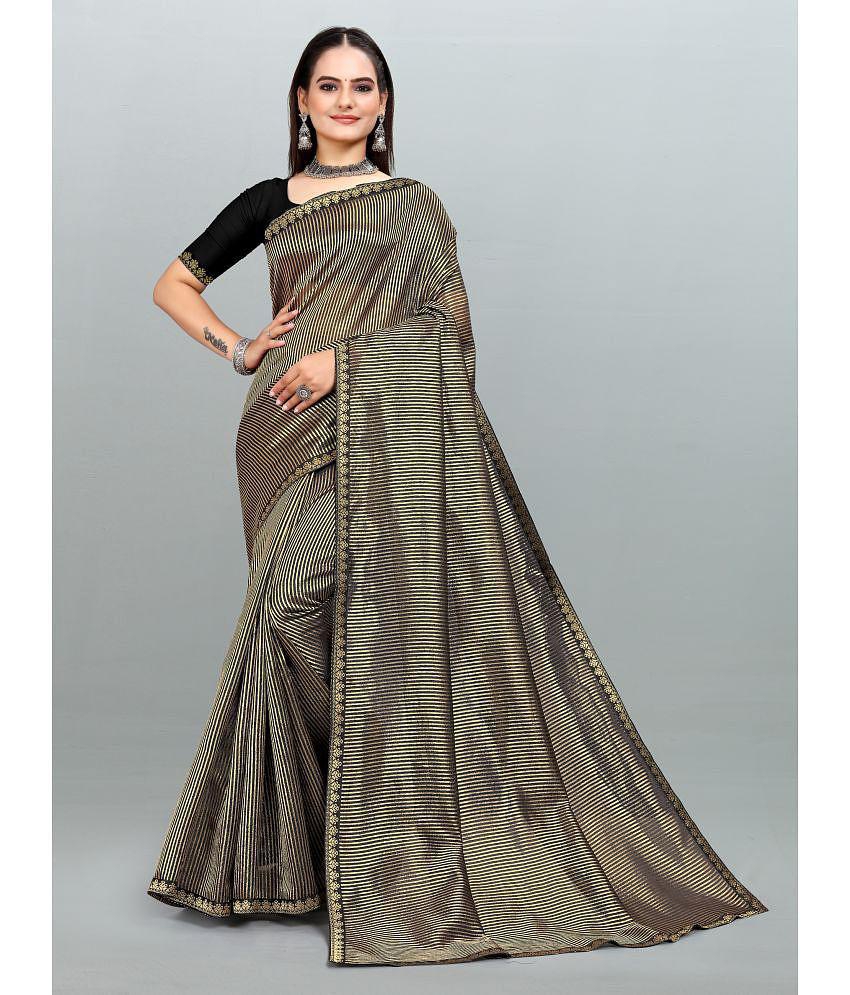 Om Shantam Sarees - Black Organza Saree With Blouse Piece ( Pack of 1 ) - Black