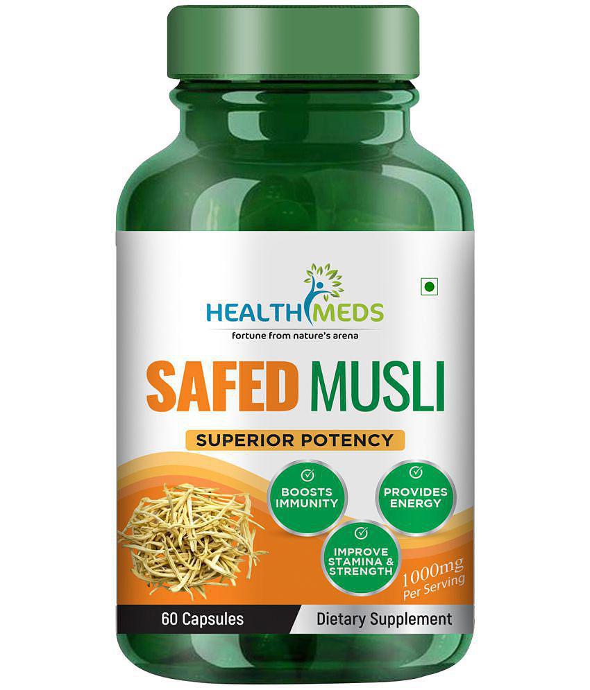 HEALTHMEDS Safed Musli Extract Capsules Supports Immunity, Improves Strength 1000mg - 60 Capsules (Pack of 1)