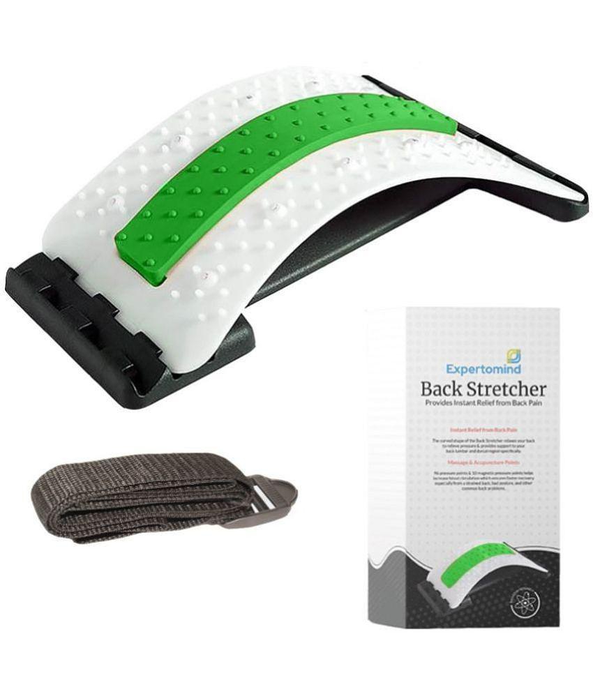 Expertomind Back Stretcher Green | Back Pain Relief & Posture Support | With Chair Strap | Durable ABS Material | 96 Pressure & 10 Magnetic Points - Free Size