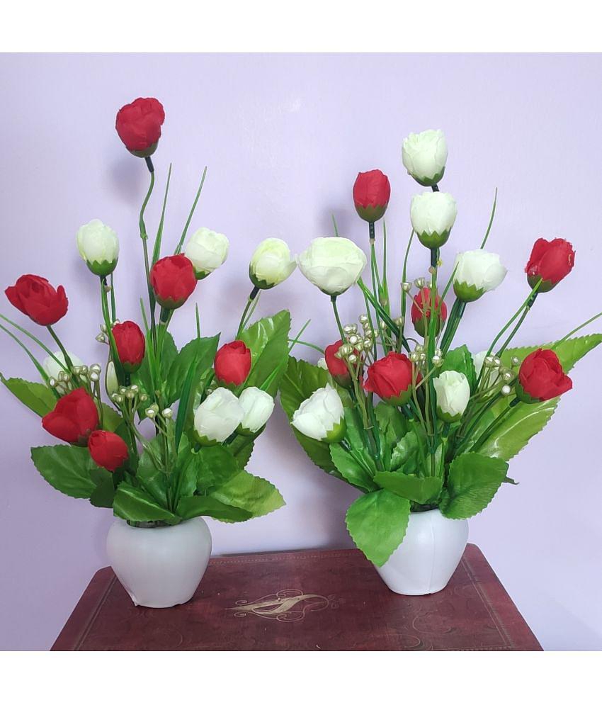 BAARIG - Red Rose Artificial Flower ( Pack of 2 )