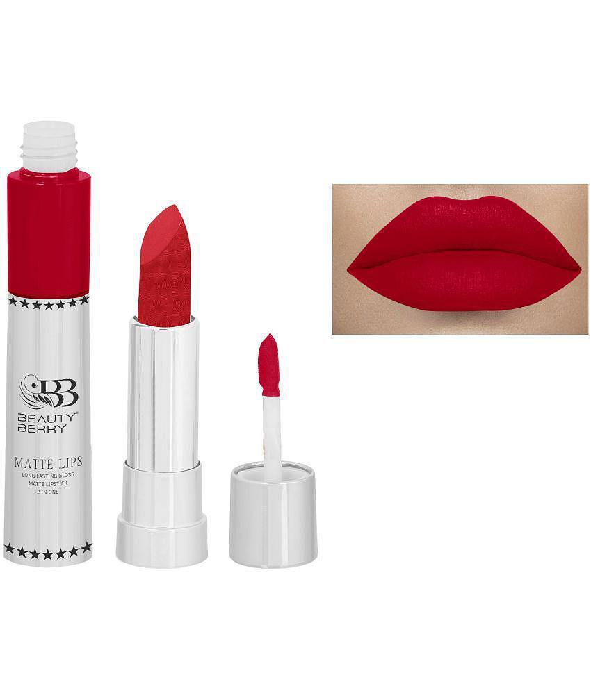 Beauty Berry Matte Lips Creme Lipstick 2 IN 1 Ruby Red 8 g