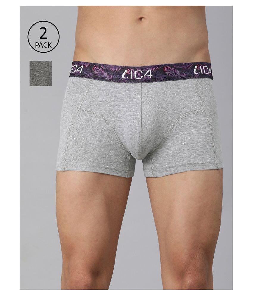 IC4 - Grey Melange Cotton Blend Men's Trunks ( Pack of 2 ) - S