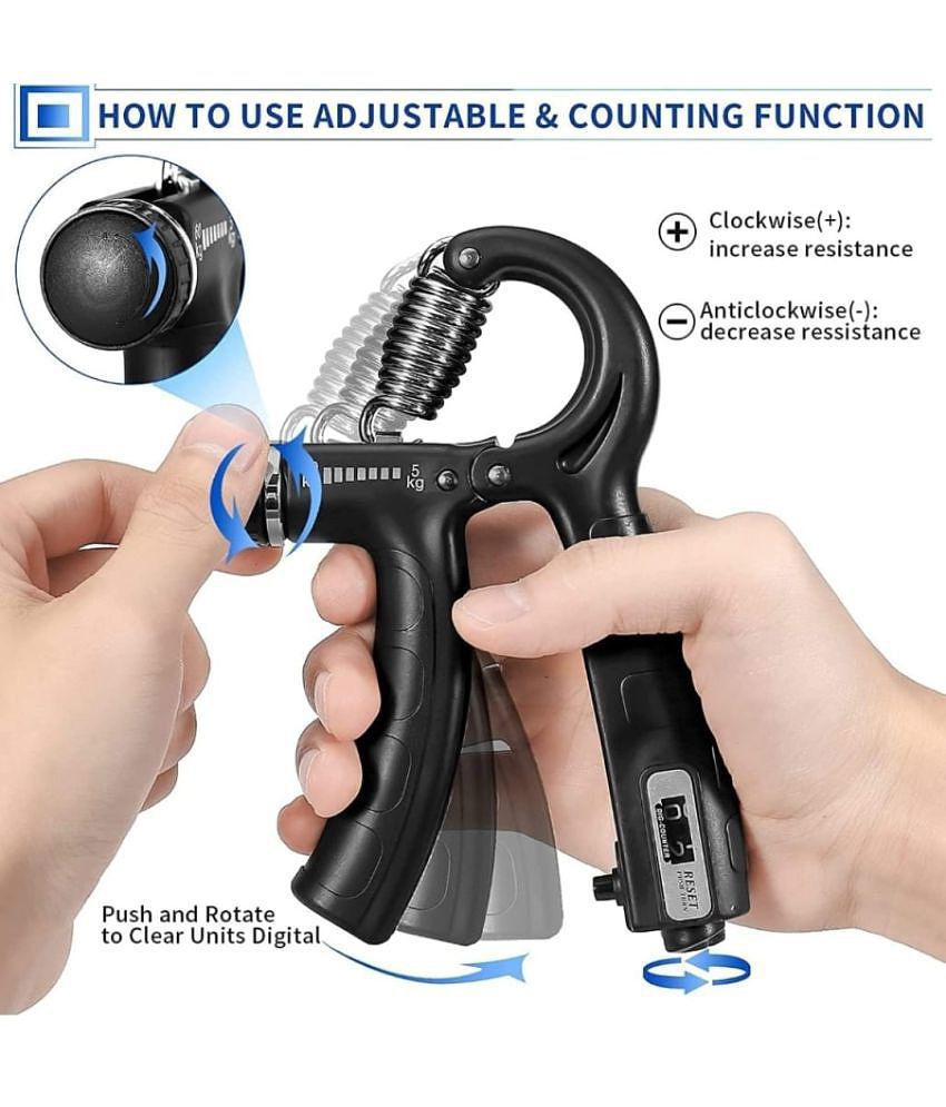 HSP ENTERPRISES Adjustable Hand Grip with Smart Counter | Resistance (10KG - 60KG) | Hand/Power Gripper for Home & Gym - Assorted