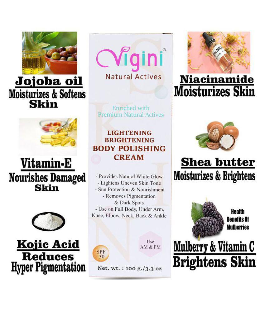 Vigini Skin Whitening D Tan Body Lightening Cream Scrub Brightening Kojic Day Cream 120 gm