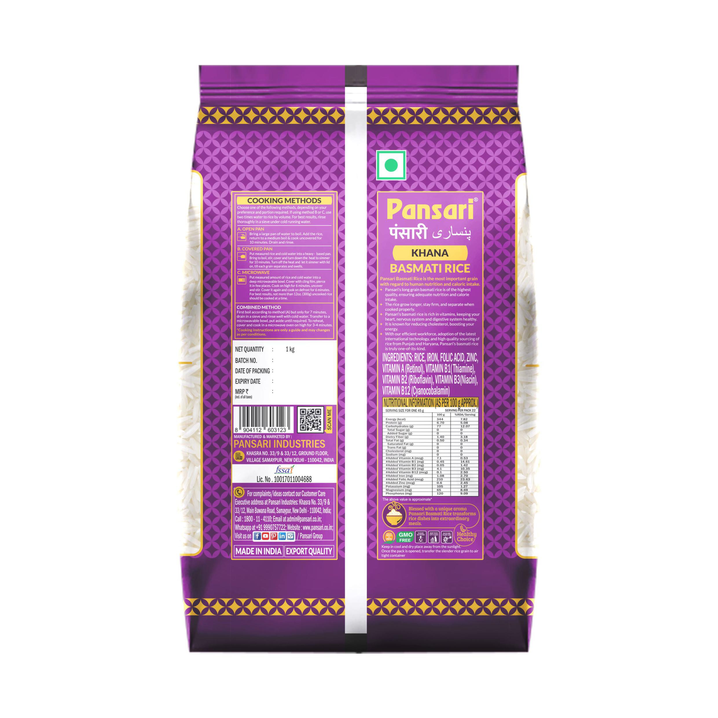 PANSARI KHANA KHAZANA BASMATI RICE 1KG