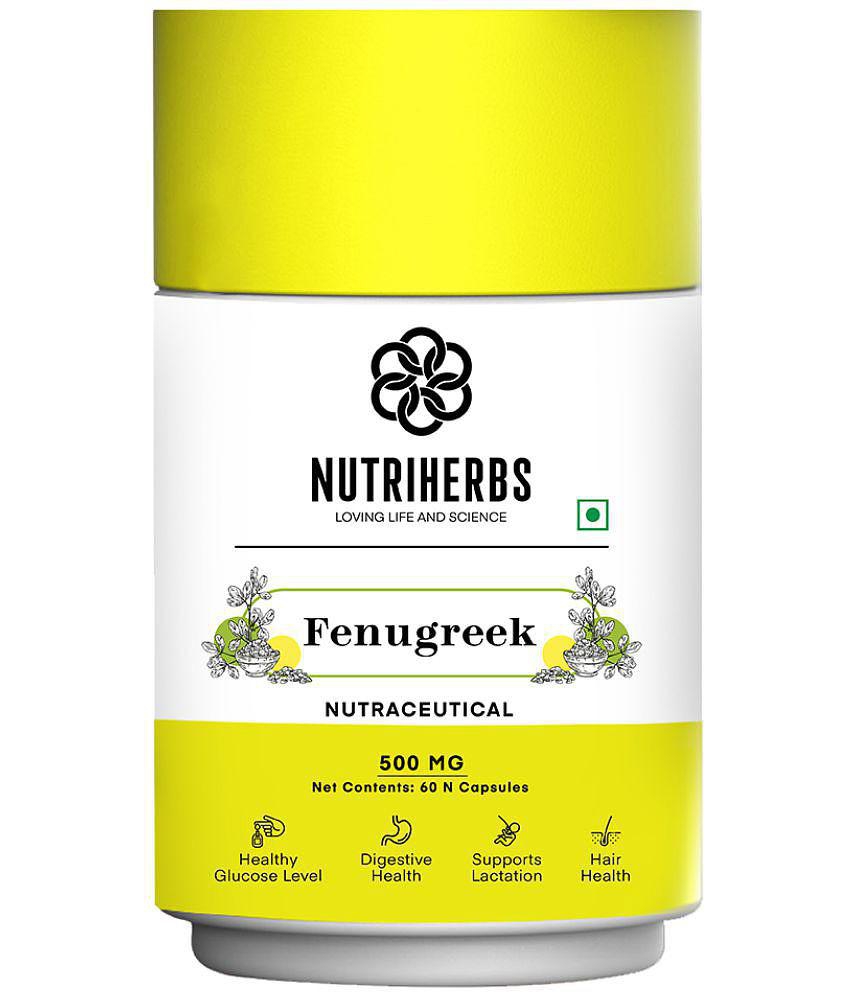 Nutriherbs Fenugreek Seed Extract 500 mg Methi 100% Natural & Organic -60 Capsules | For Feeding Mother Nutrition