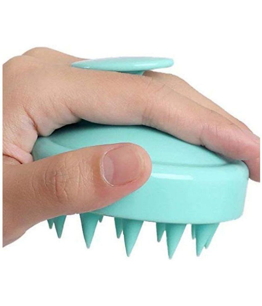 Gatih Hair Scalp Massager Shampoo Brush Silicon Bristles Curved Handle Massager Brush Roller