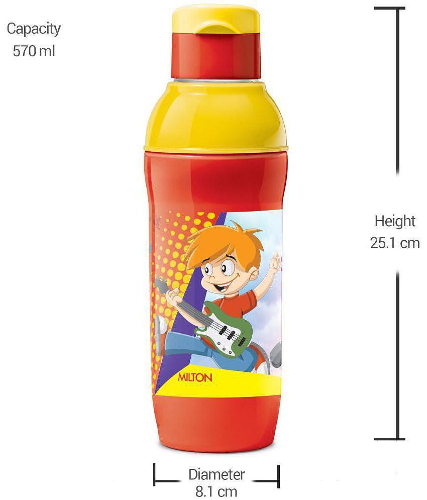 Milton Kool Active 600 Plastic Insulated Water Bottle with Straw for Kids, 570 ml, Red | School Bottle | Picnic Bottle | Sipper Bottle | Leak Proof | BPA Free | Food Grade | Easy to Carry - 