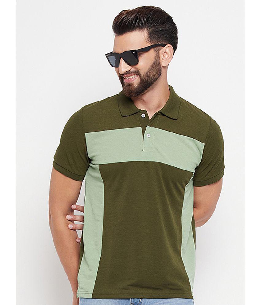 Sophisticated Men VERO AMORE - Olive Cotton Blend Regular Fit Men's Polo T Shirt ( Pack of 1 ) -