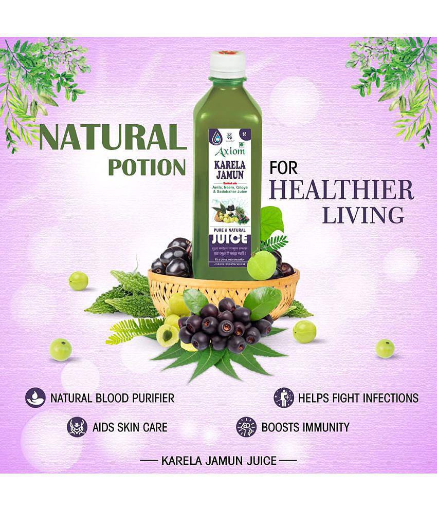 Axiom Karela Jamun Swaras 500 ml -Pack of 2 | Maintaining Blood Sugar Levels | Lowers Bad Cholesterol Levels | For Glowing Skin and Lustrous Hair | 100% Natural WHO GMP, GLP Certified Produc