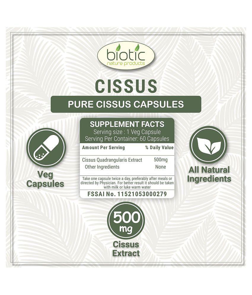 Biotic Cissus quadrangularis Extract (Hadjod) 500mg Capsule 60 no.s