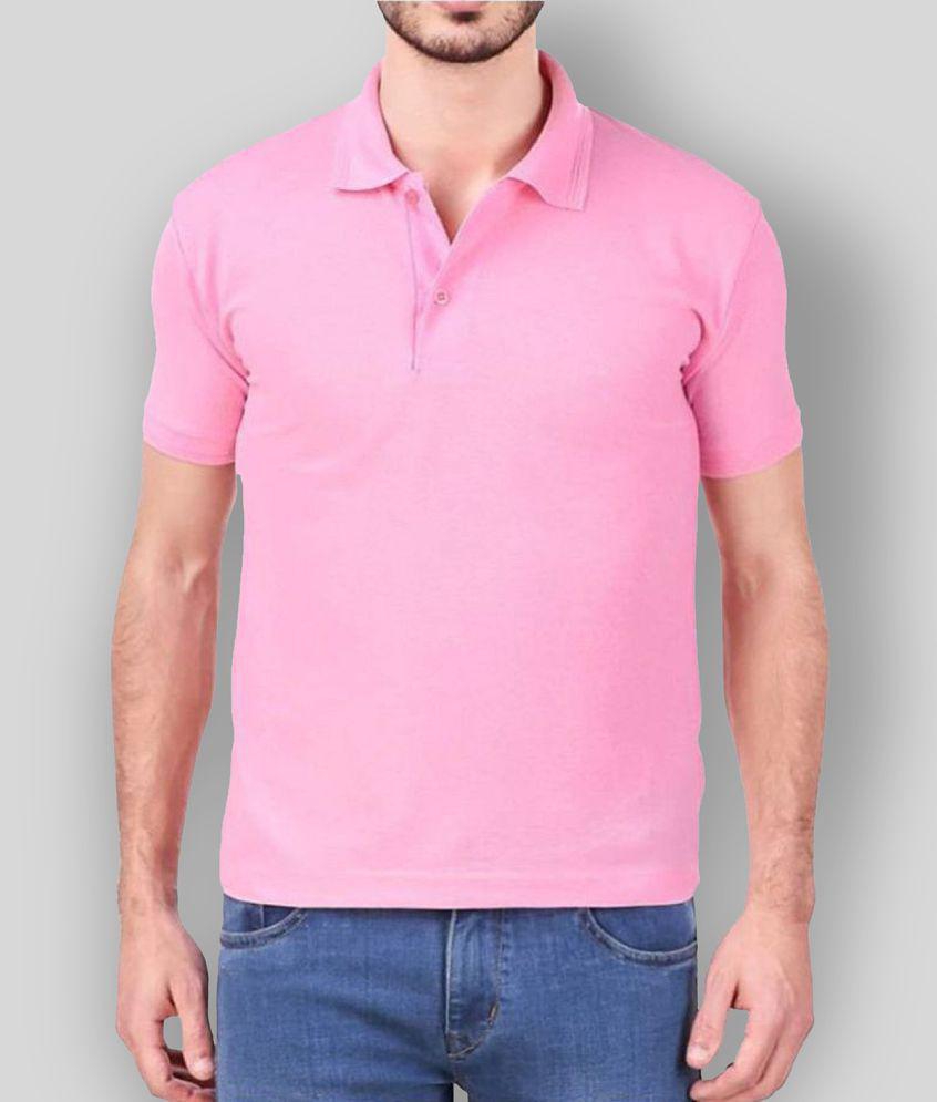 Chic Men SKYRISE - Pink Cotton Blend Slim Fit Mens Polo T Shirt ( Pack of 1 ) - None 2025 at Sho