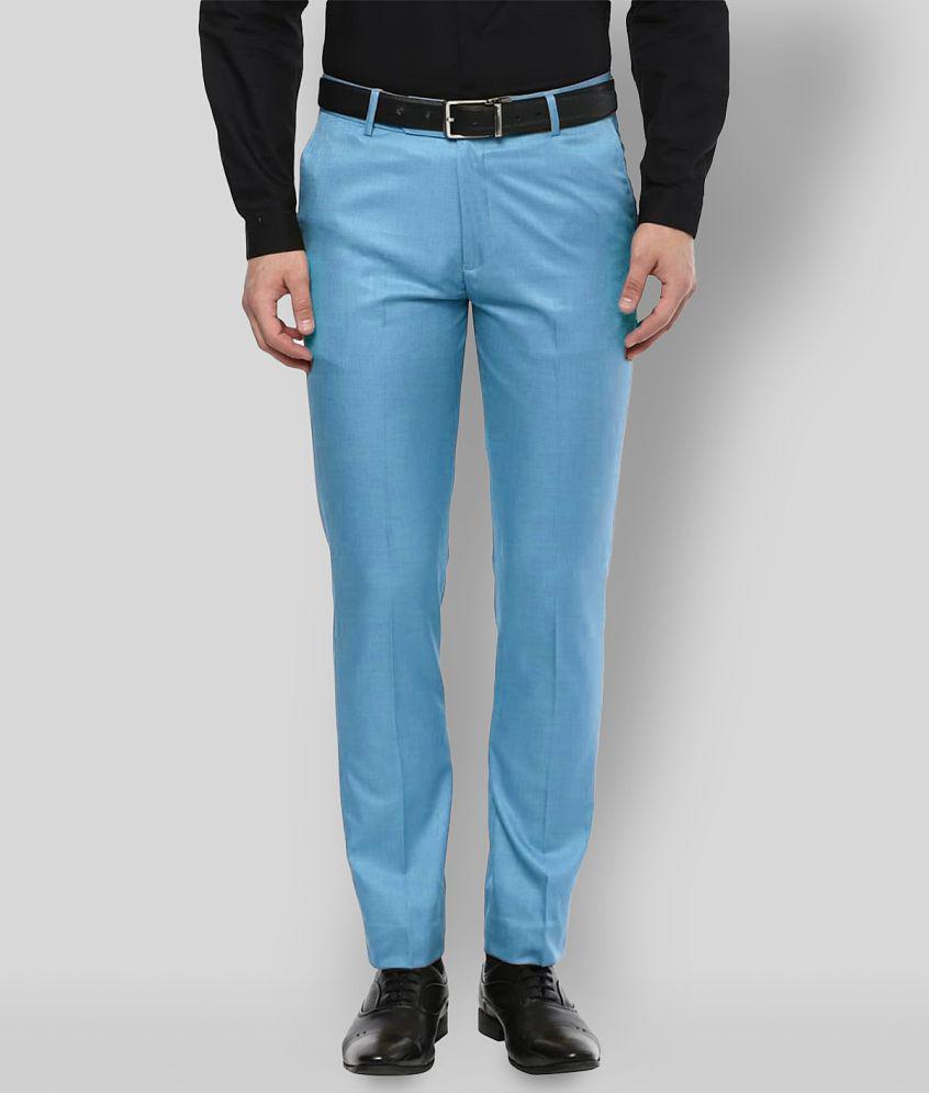 Inspire Clothing Inspiration - Light Blue Polycotton Slim - Fit Men's Formal Pants ( Pack of 1 ) - None