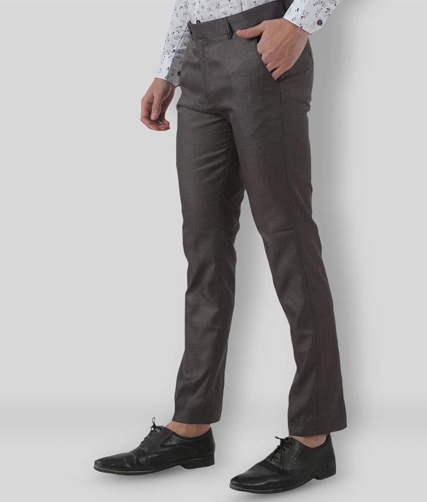 Inspire Clothing Inspiration - Grey Polycotton Slim - Fit Men's Formal Pants ( Pack of 1 ) - None